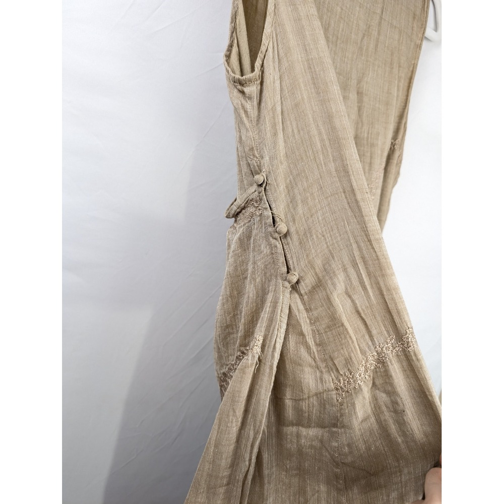 Floral Embroidered 100% Cotton Sleeveless Maxi Dress Size M Coastal Beach Boho - Picture 9 of 10